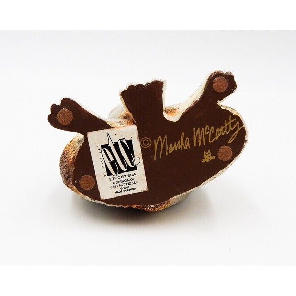 ETC Marsha McCartty Grey Copper Cat Figurine 6 Inch Green Eyes Cast Art - Picture 6 of 6